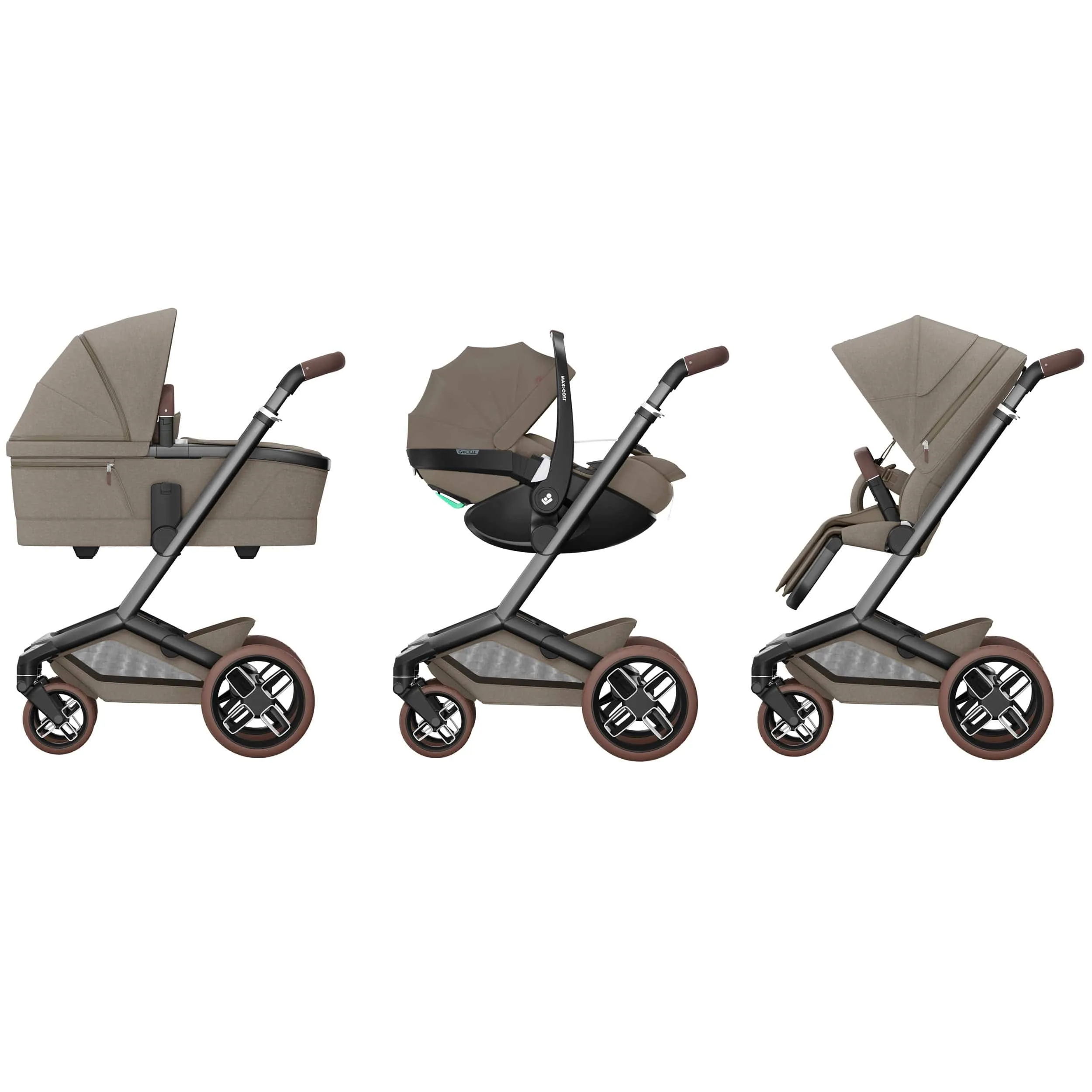 Maxi-Cosi FAME Travel System (Pebble 360 Pro 2 & Base KIT) in Twillic Truffle - Brown Wheels