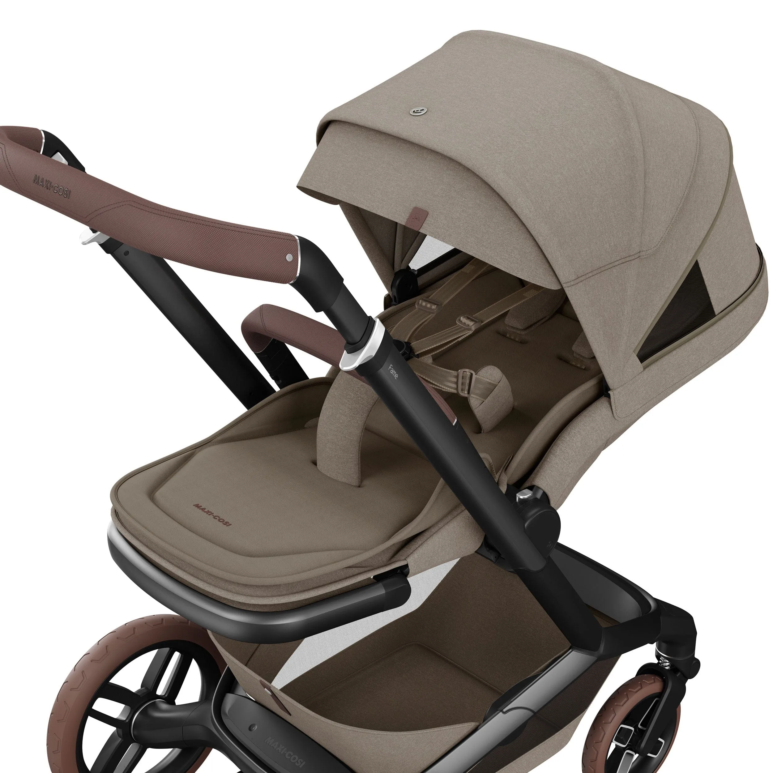 Maxi-Cosi FAME Travel System (Pebble 360 Pro 2 & Base KIT) in Twillic Truffle - Brown Wheels