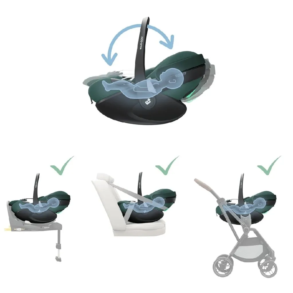 MAXI COSI Pebble 360PRO Car Seat & FamilyFix 360PRO Base - Essential Green