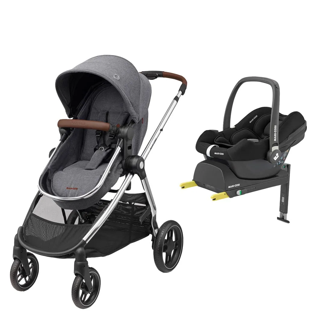 Maxi-Cosi Zelia Luxe Cabriofix i-Size & Base Travel System in Twillic Grey