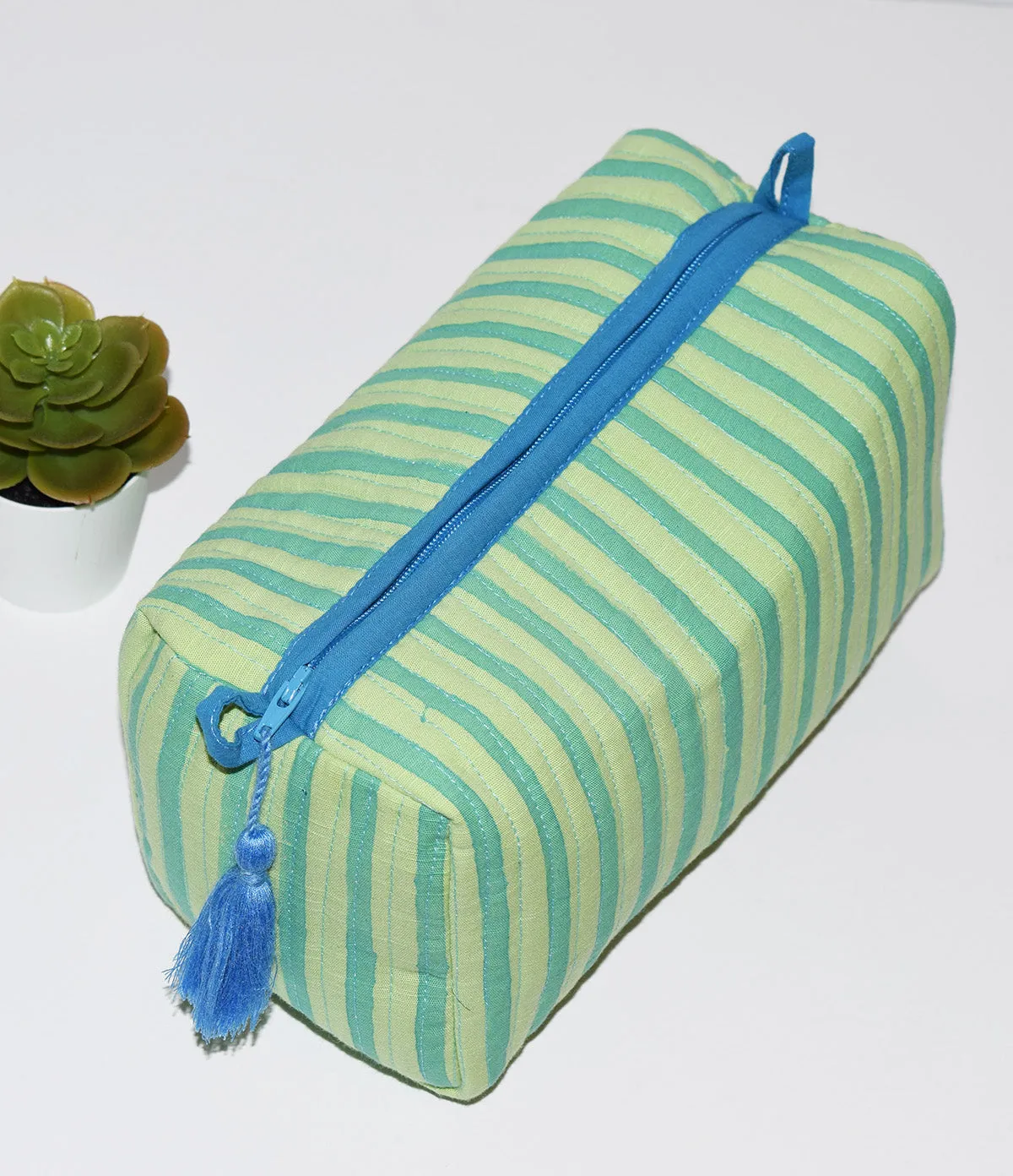 Medium Waterproof Toiletry Bag | Green Stripe