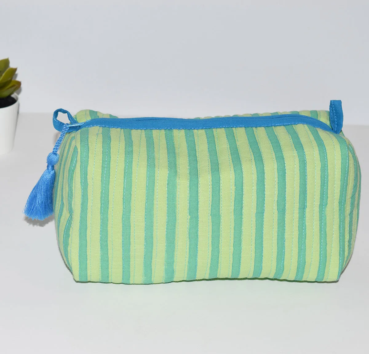Medium Waterproof Toiletry Bag | Green Stripe