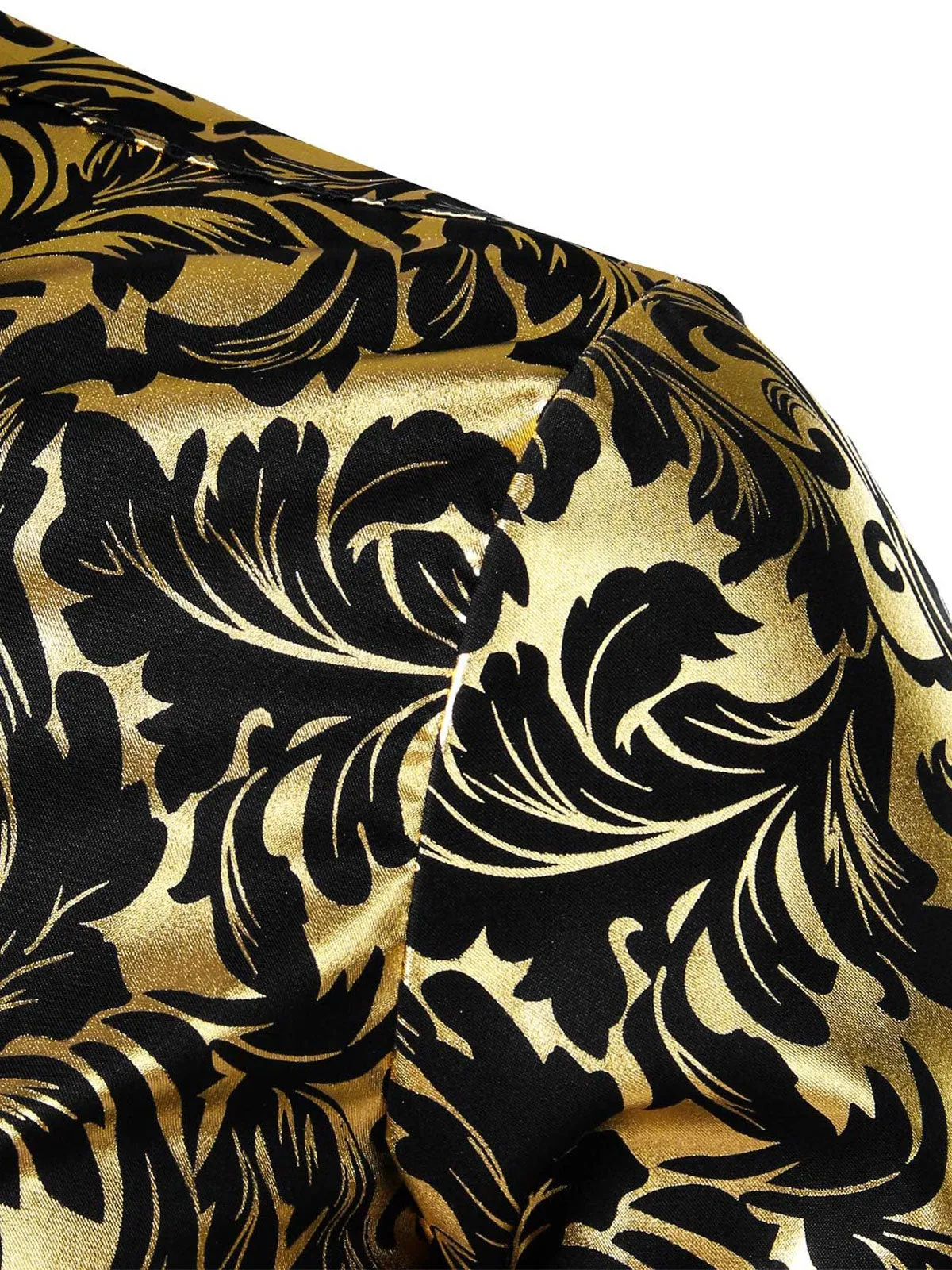 Men's Luxe Paisley Shiny Black & Golden Button Down Shirt