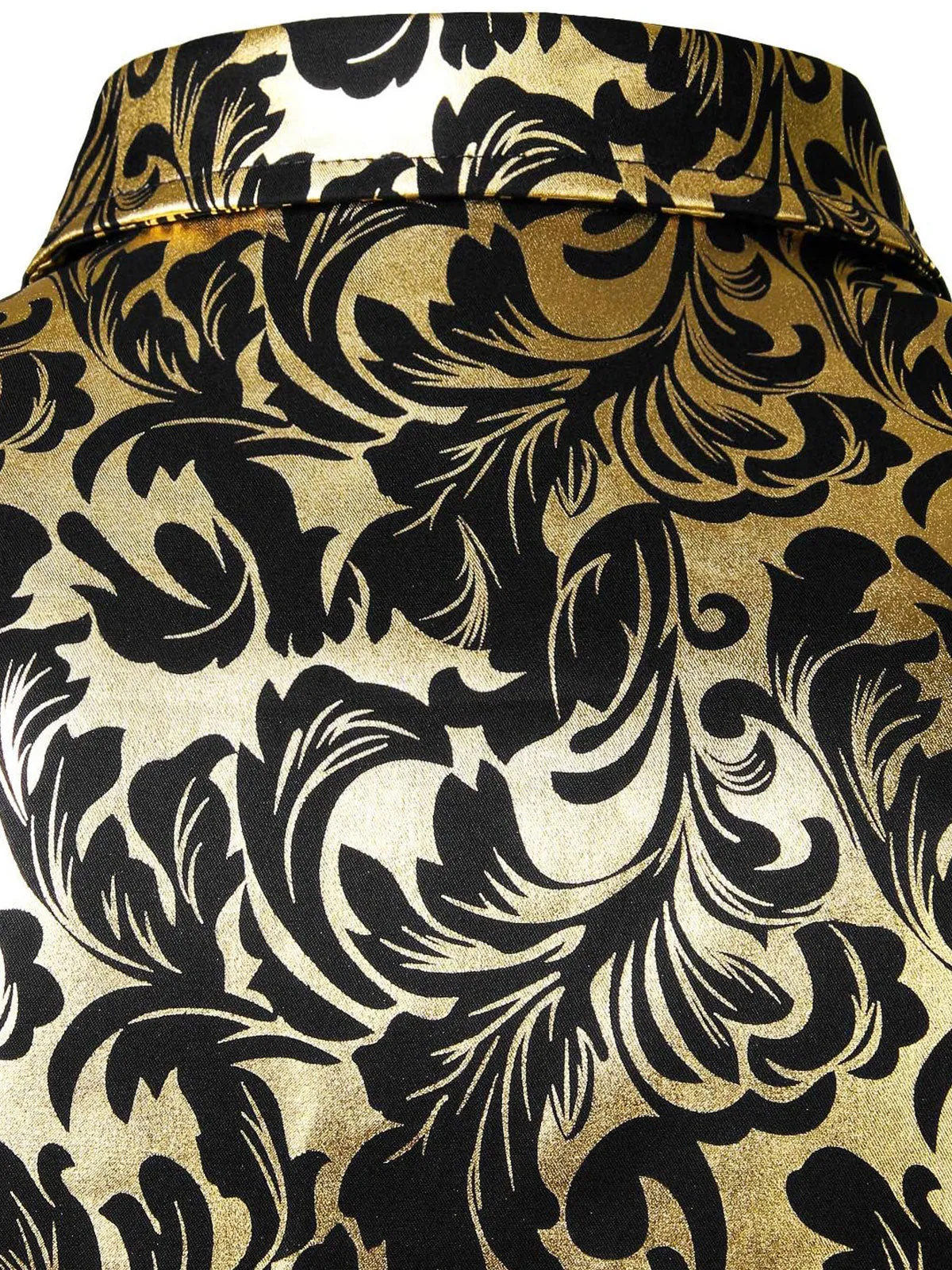 Men's Luxe Paisley Shiny Black & Golden Button Down Shirt