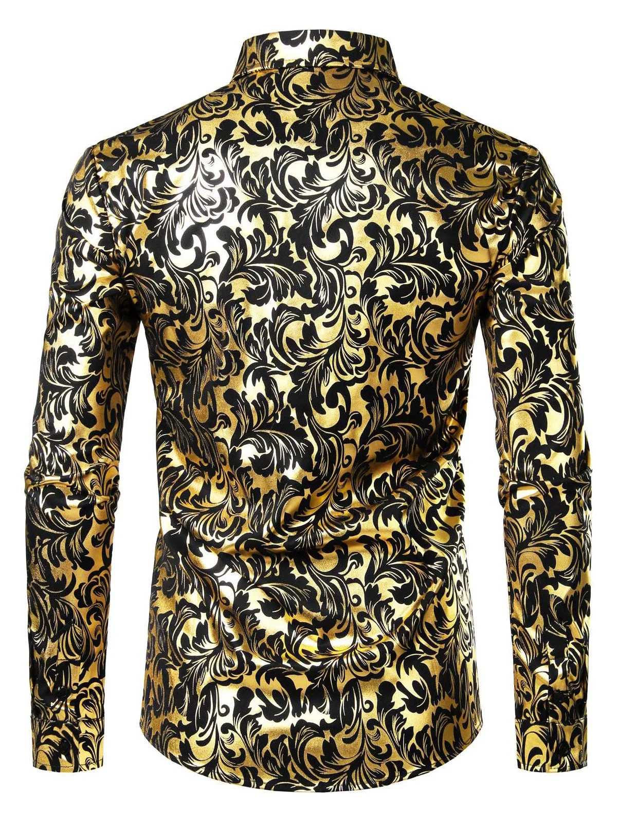 Men's Luxe Paisley Shiny Black & Golden Button Down Shirt
