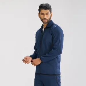 Mens Navy  High-Neck Sweatshirt