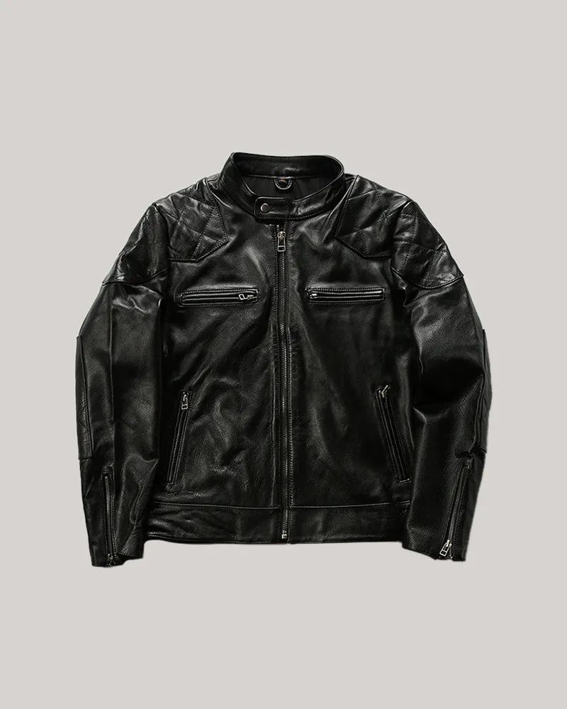 Men's Rhombus Lattice Racing Leather Jacket