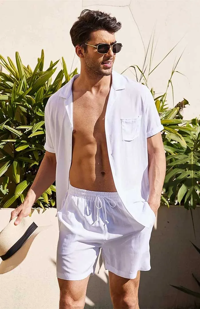 Men's White Egyptian Cotton Summer Co-ord Set