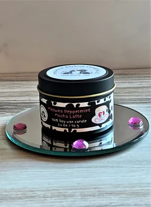 Meowza Peppermint Mocha Latte - Small Tin Soy Candle - Peppermint Mocha Scent