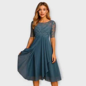 Merry | Midi Dress With Lace Sleeve