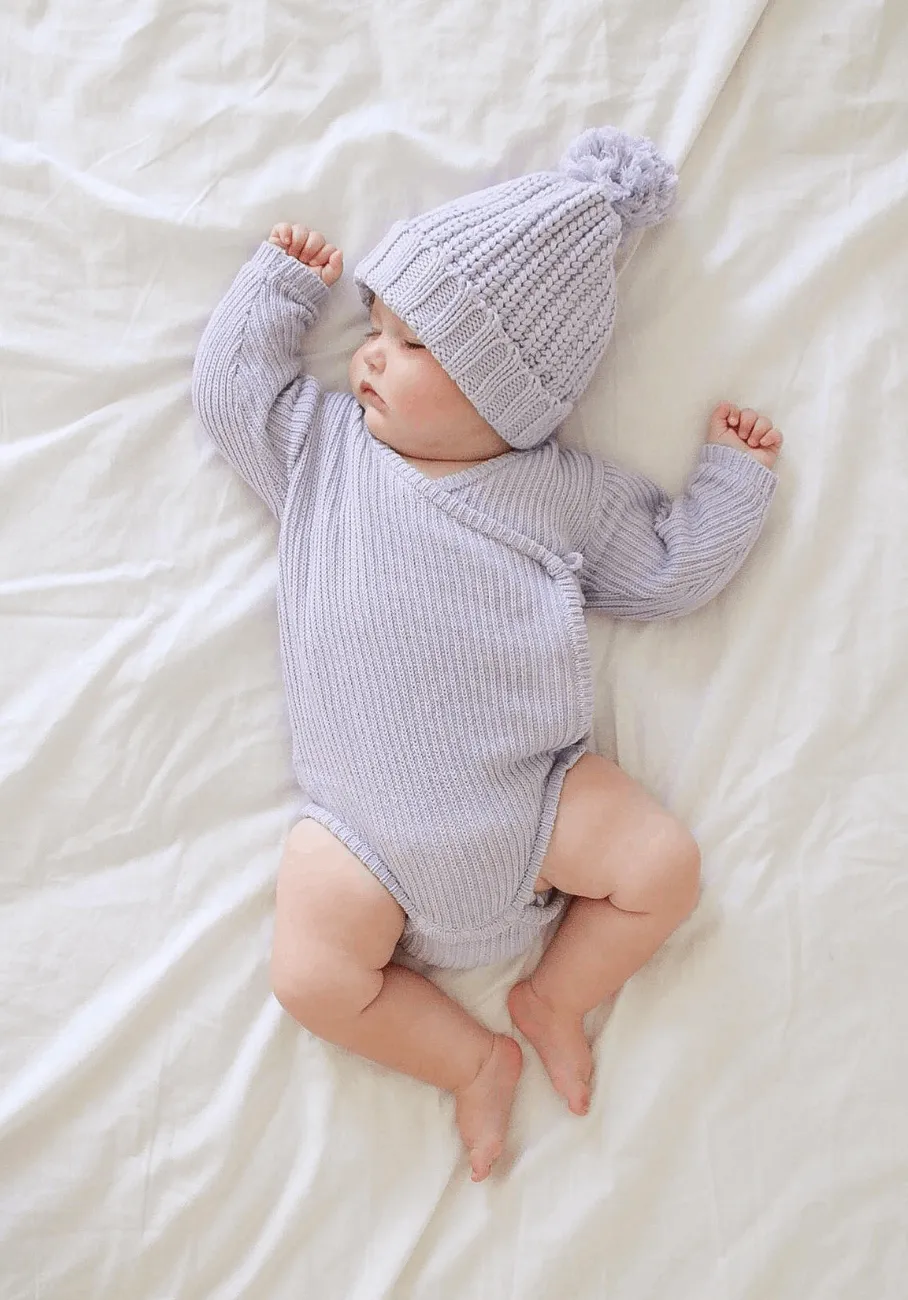 Miann & Co Baby - Knit Wrap Bodysuit - Lavender
