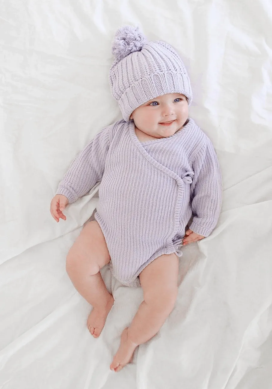 Miann & Co Baby - Knit Wrap Bodysuit - Lavender