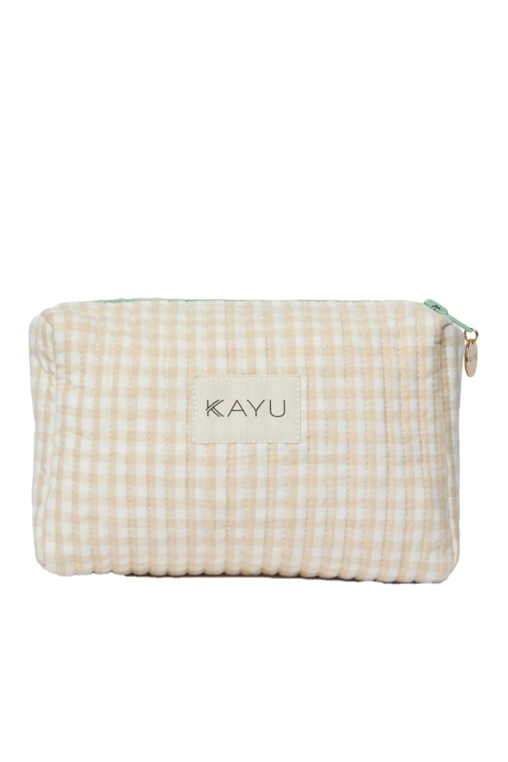 Mini Elsie Beige Gingham Travel Pouch