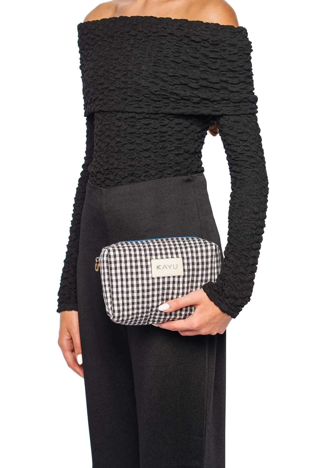 Mini Elsie Black Gingham Travel Pouch