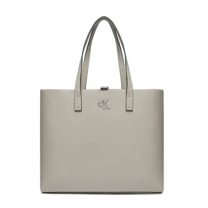Minimal Monogram Slim Tote Bag - Stone
