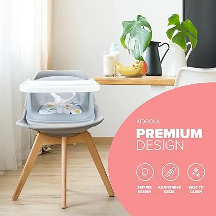 Modern Booster Seat Dining Chair | Portable High Chair| Booster Cushion | Grey & White | 3m 