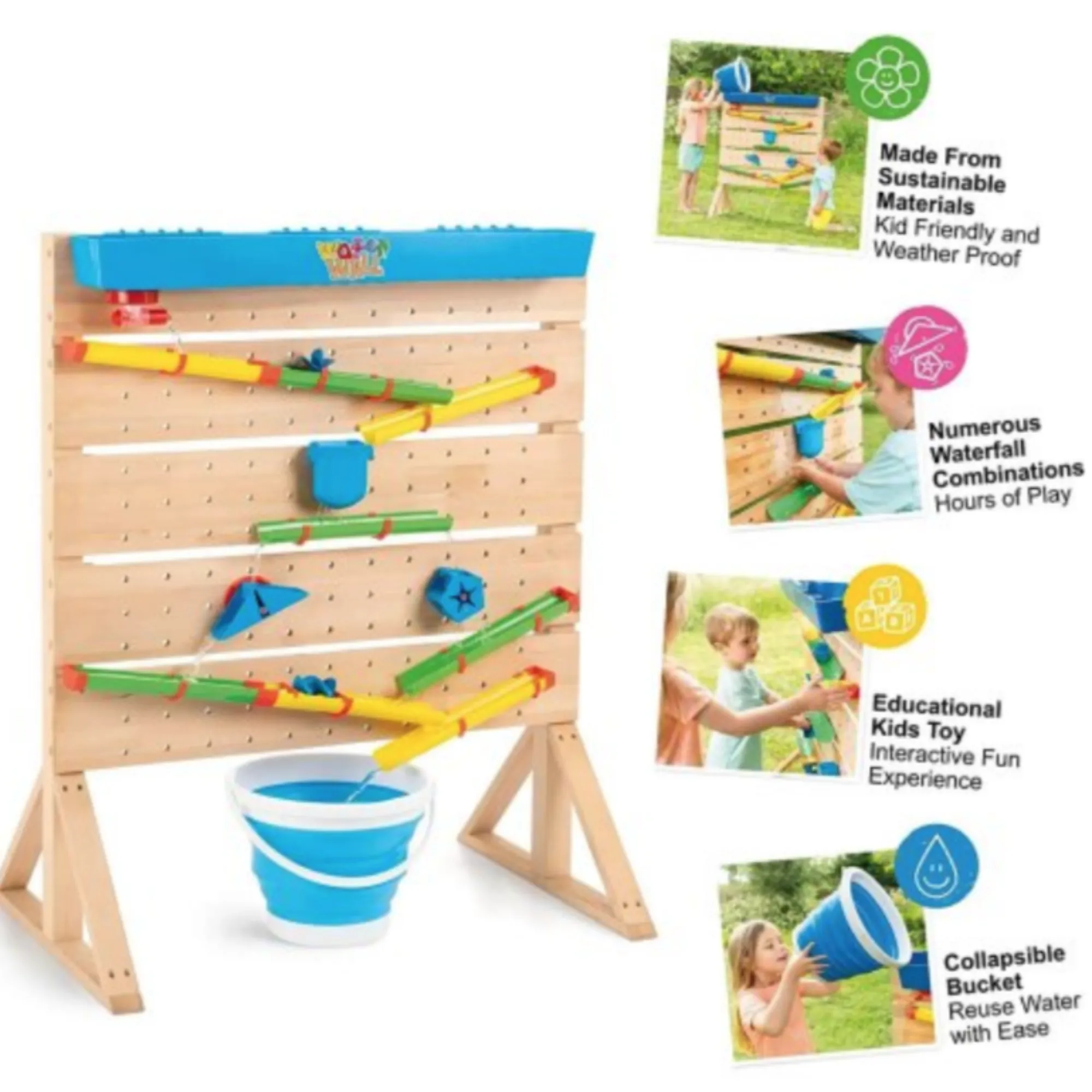 Montessori Outdoor Eco Wood Waterwall | Childrens Water Play | 3 Years 
