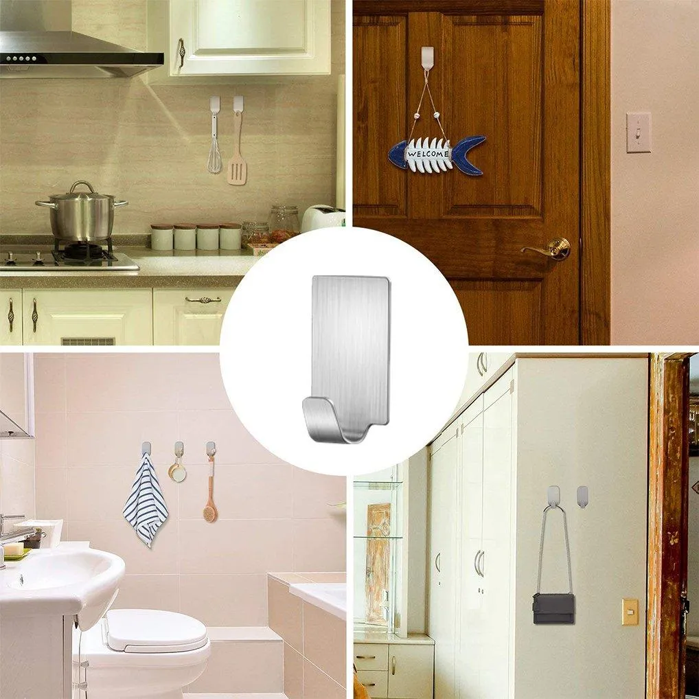 Mop and Broom Holder, (12 Pack)XiaoXiMi 6 Pack Broom Mop Holder   6 Pack Adhesive Hook, No Drilling Wall Mounted Self Adhesive Tools Ideal Broom Hanger Stainless Steel Waterproof Hanger for Your Home