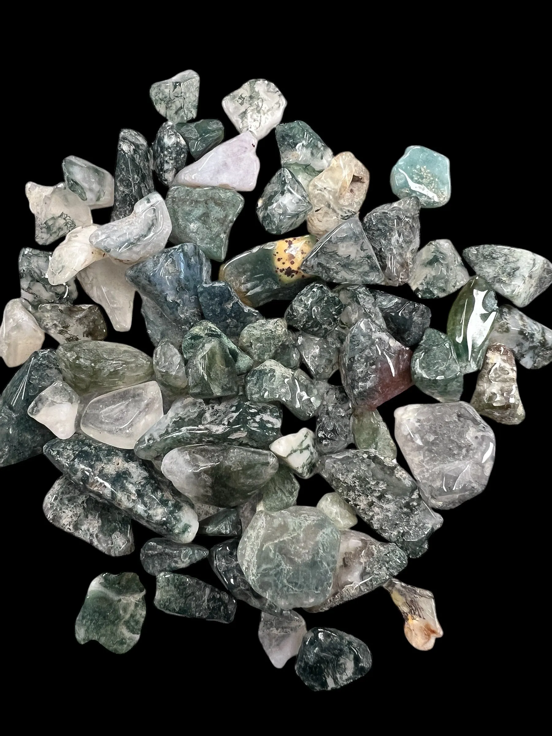 Moss Agate Gemstone Chips