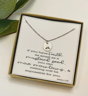 Mountain Necklace, Mountain Jewelry, Encouragement Gift, Christian Jewelry, Faith Necklace, Mustard Seed Necklace