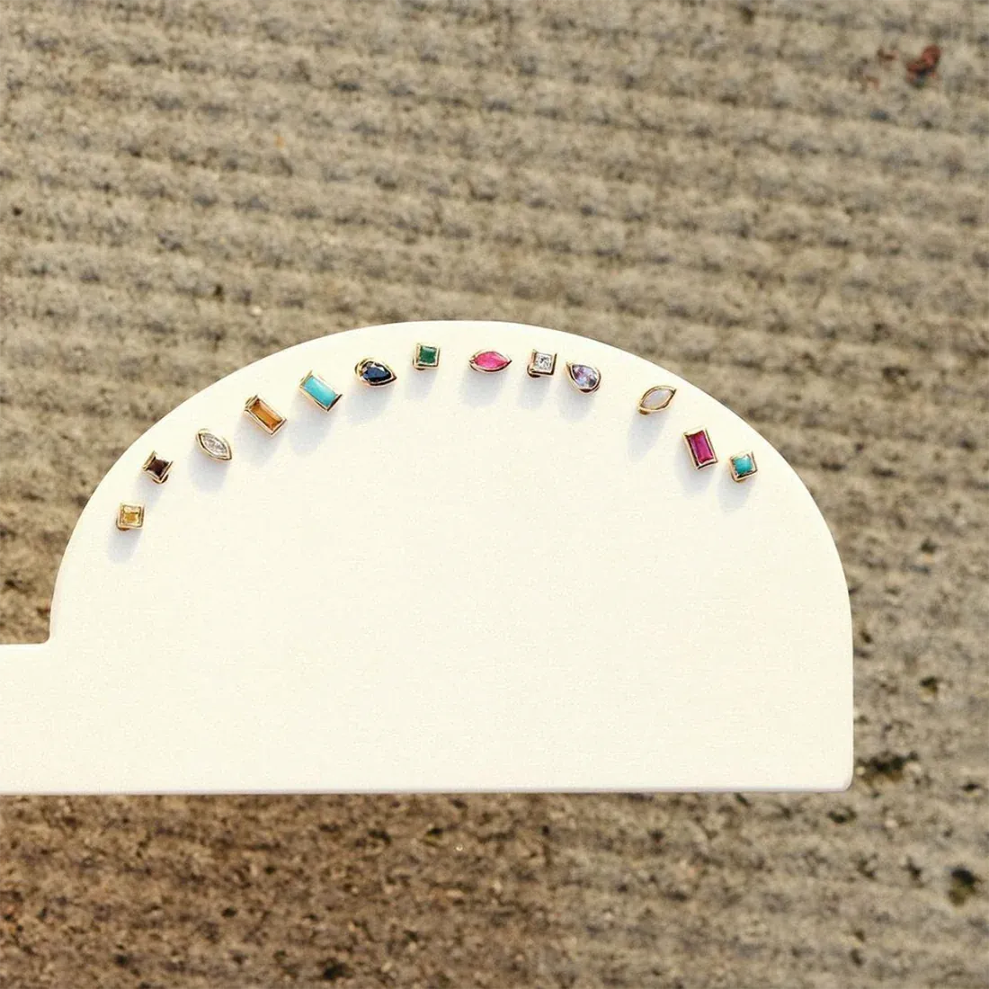 métier / mini bezel-set marquise gemstone stud earring - single