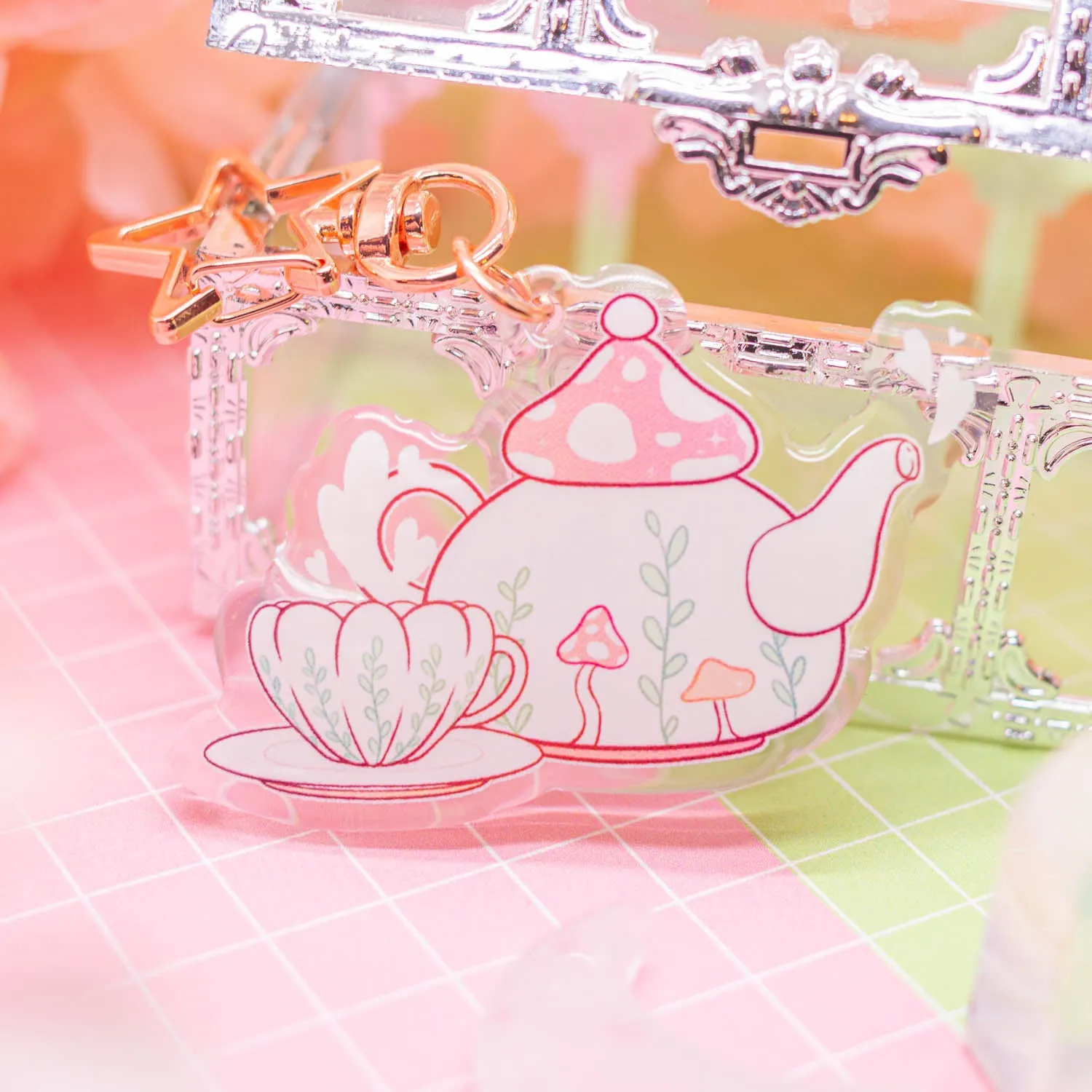 Mushroom Teapot - acrylic charm / keychain