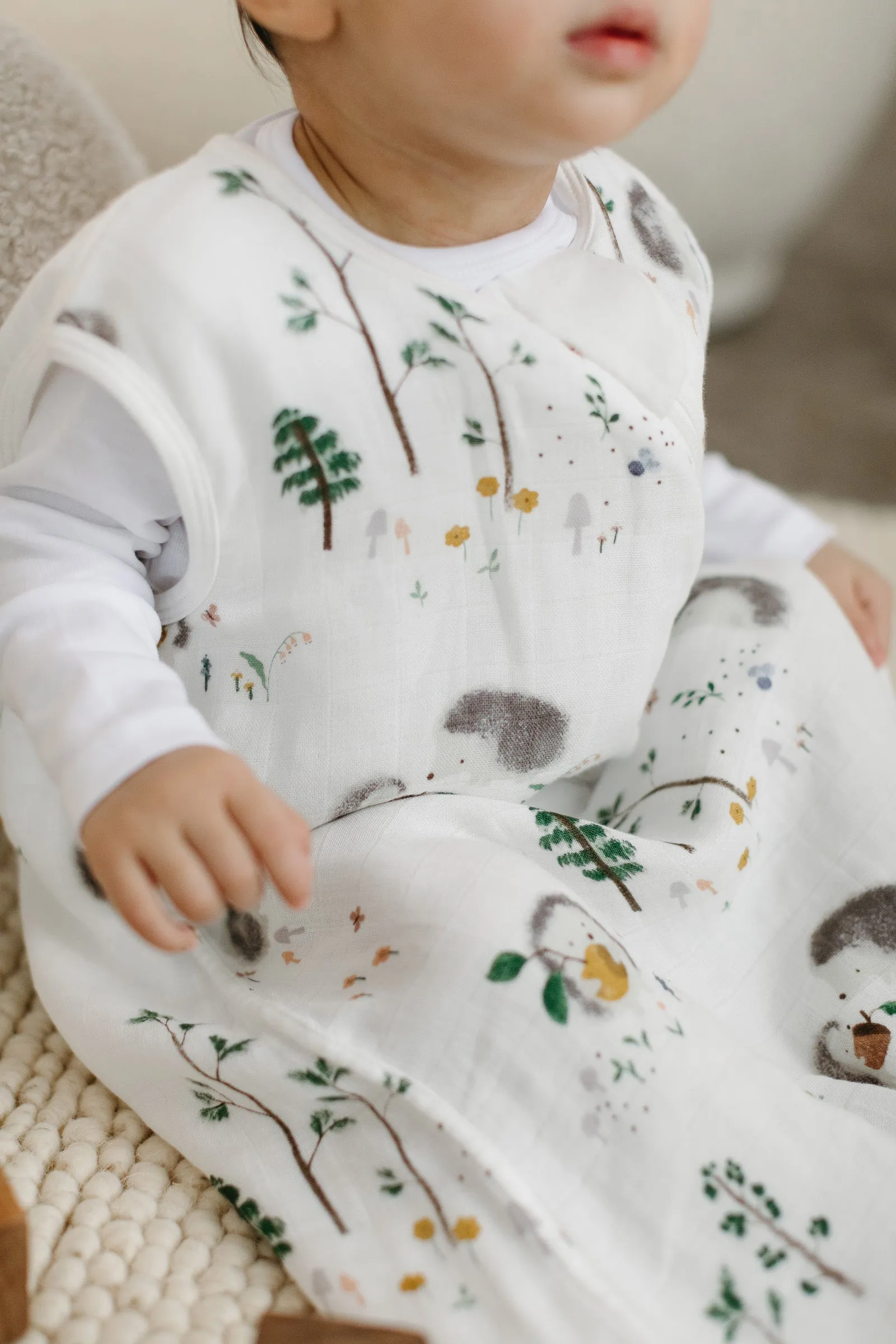 Muslin Lightweight Sleep Bag 0.5 TOG - Hedgehogs