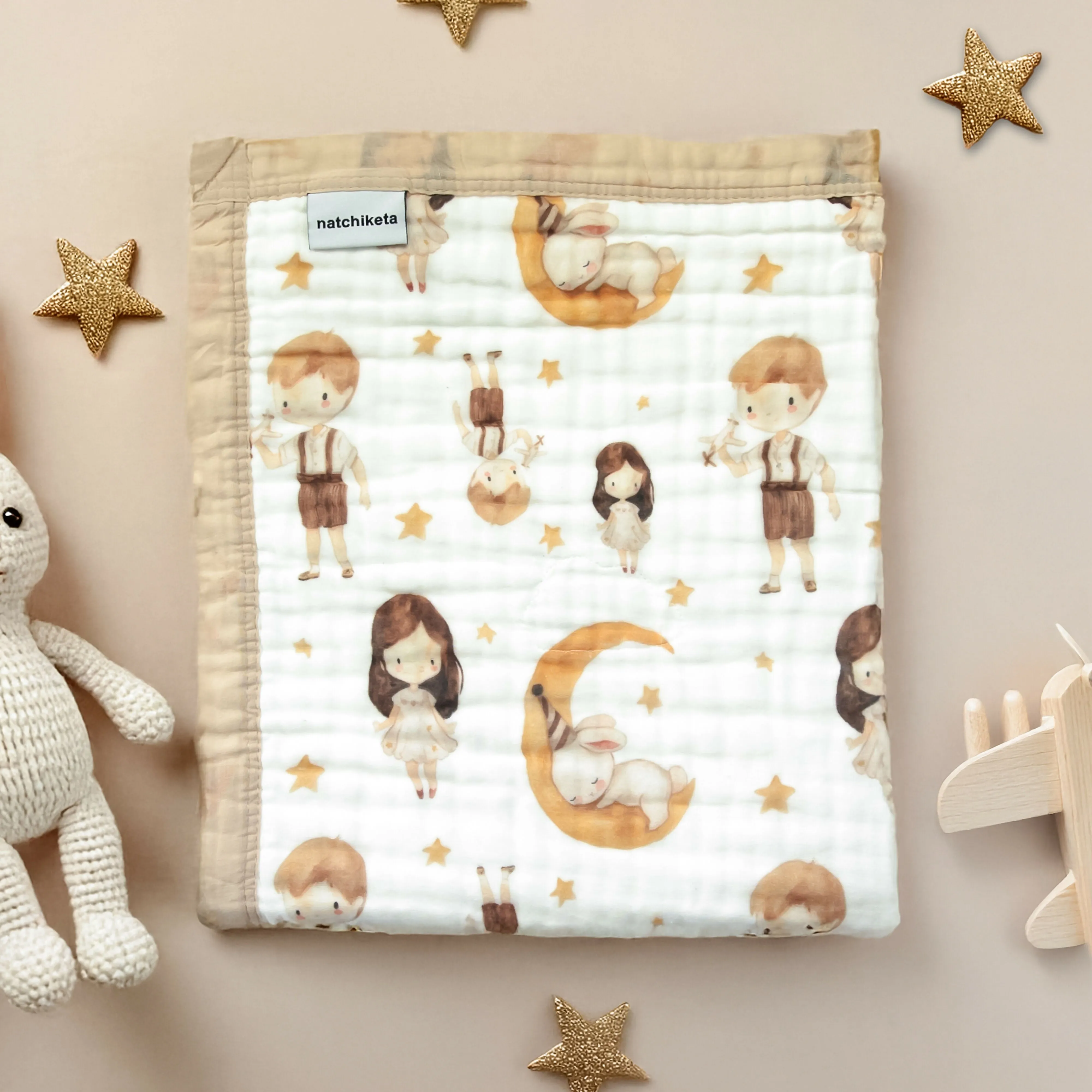 Natchiketa 10 Layer Organic Cotton Muslin Baby Blanket and Toddler Quilt