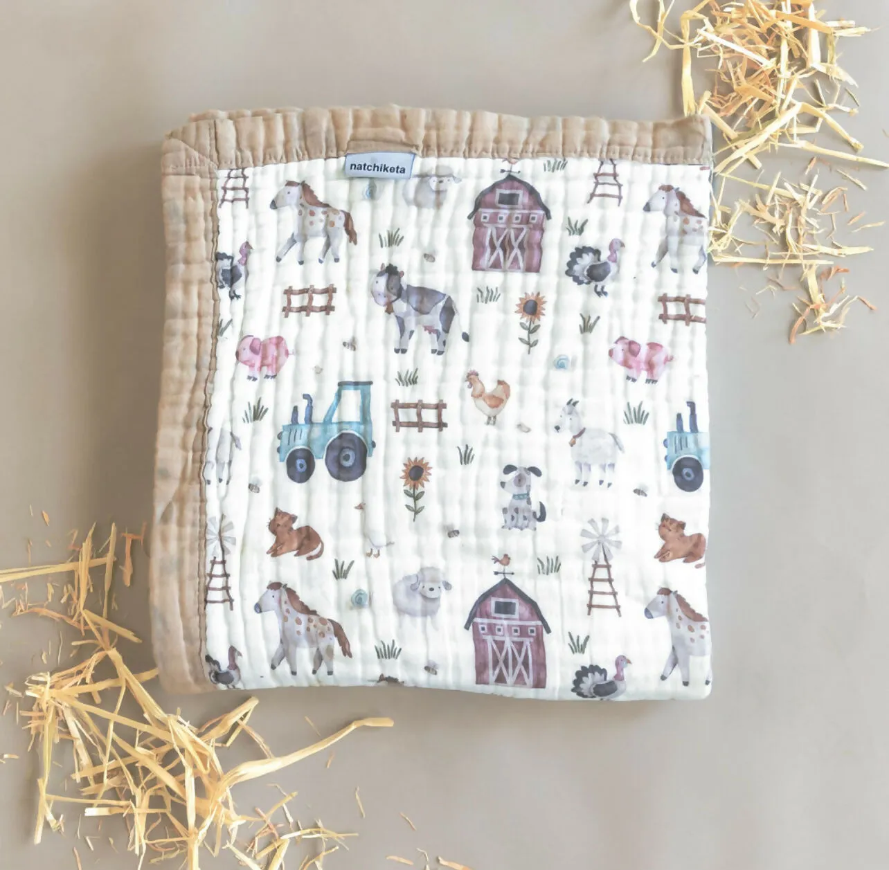 Natchiketa 10 Layer Organic Cotton Muslin Baby Blanket and Toddler Quilt