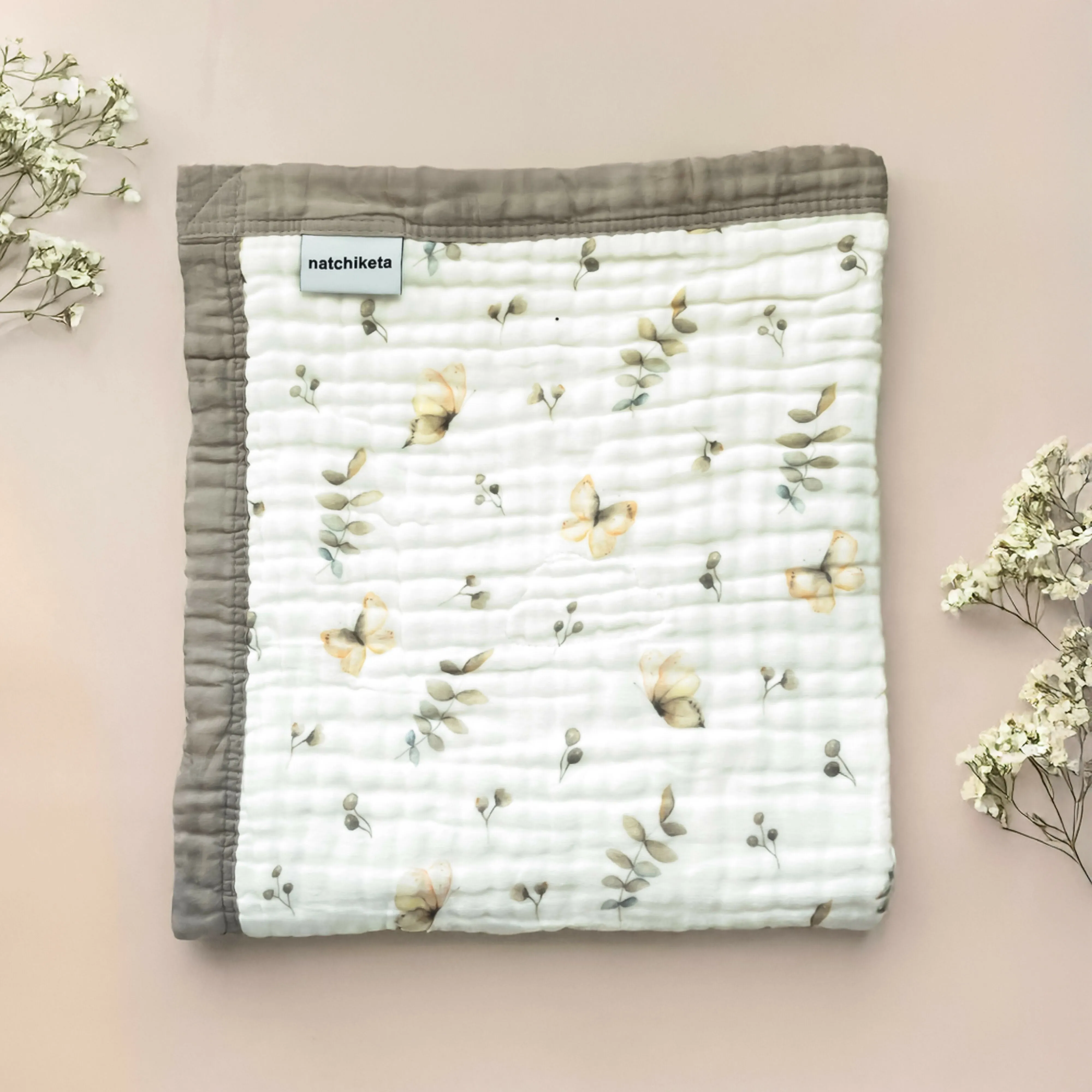 Natchiketa 10 Layer Organic Cotton Muslin Baby Blanket and Toddler Quilt