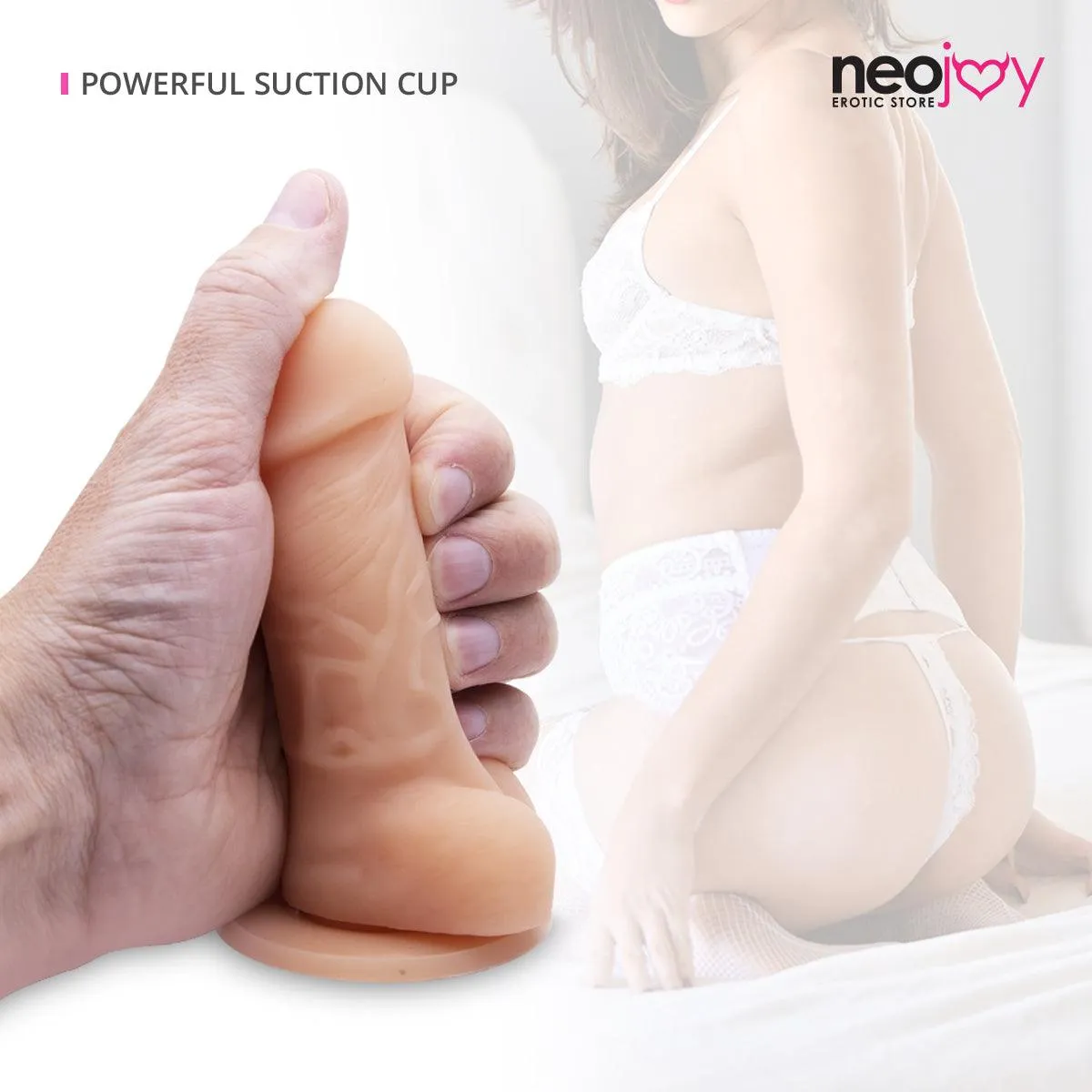 Neojoy 4" Curvy Lover with Suction cup - Silicone - Up to 5"- Flesh
