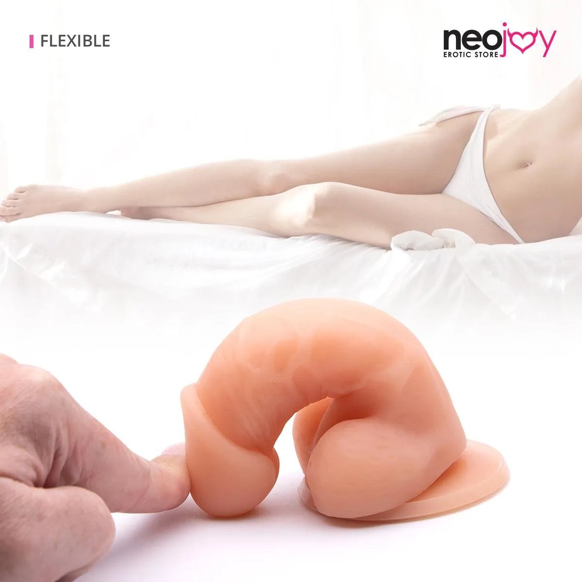 Neojoy 4" Curvy Lover with Suction cup - Silicone - Up to 5"- Flesh