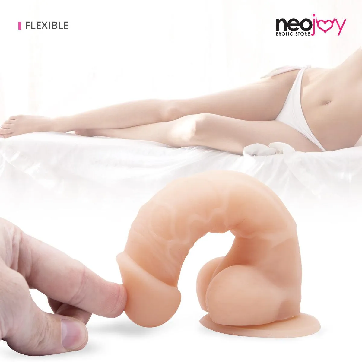 Neojoy 5.5" Curvy Lover with Suction cup - Silicone - 5 to 6" - Flesh