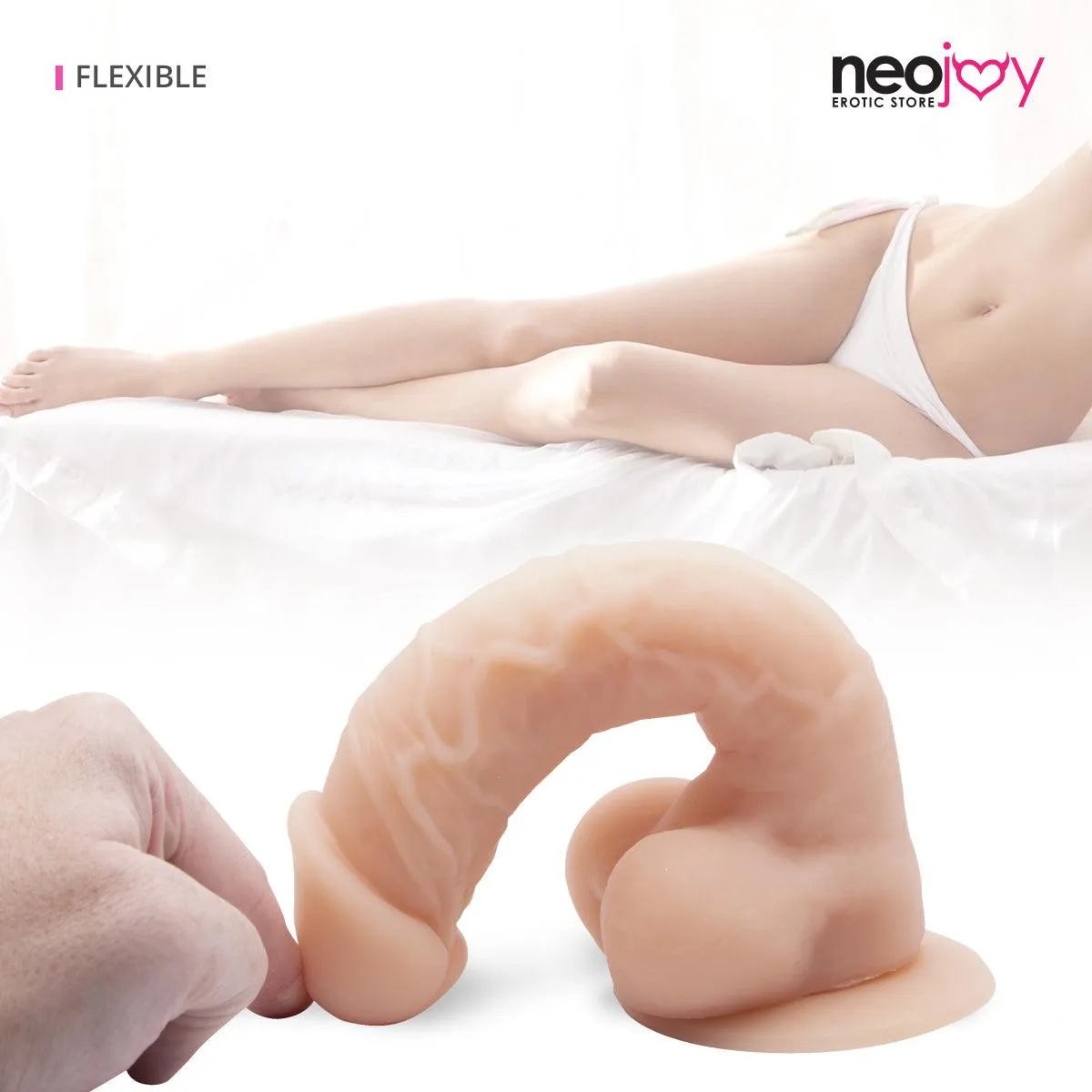 Neojoy 7.68" Curvy Lover with Suction cup - Silicone- 7 to 8" - Flesh