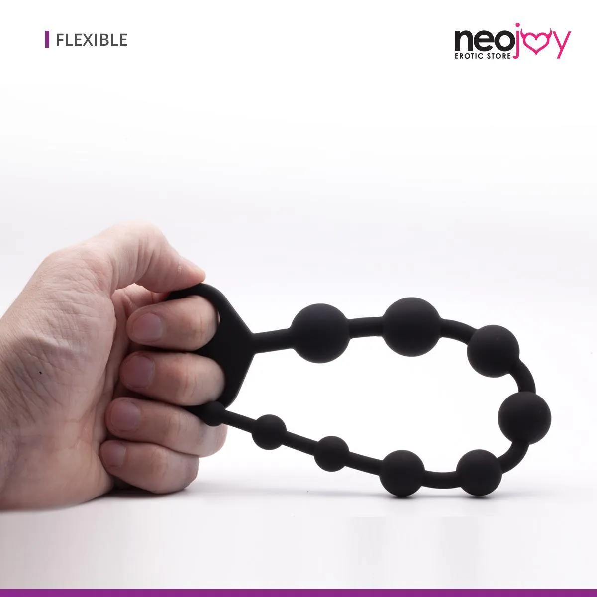 Neojoy Anal Beads Silicon with double loops Black - Extra Large 12.9 inch - 33 cm