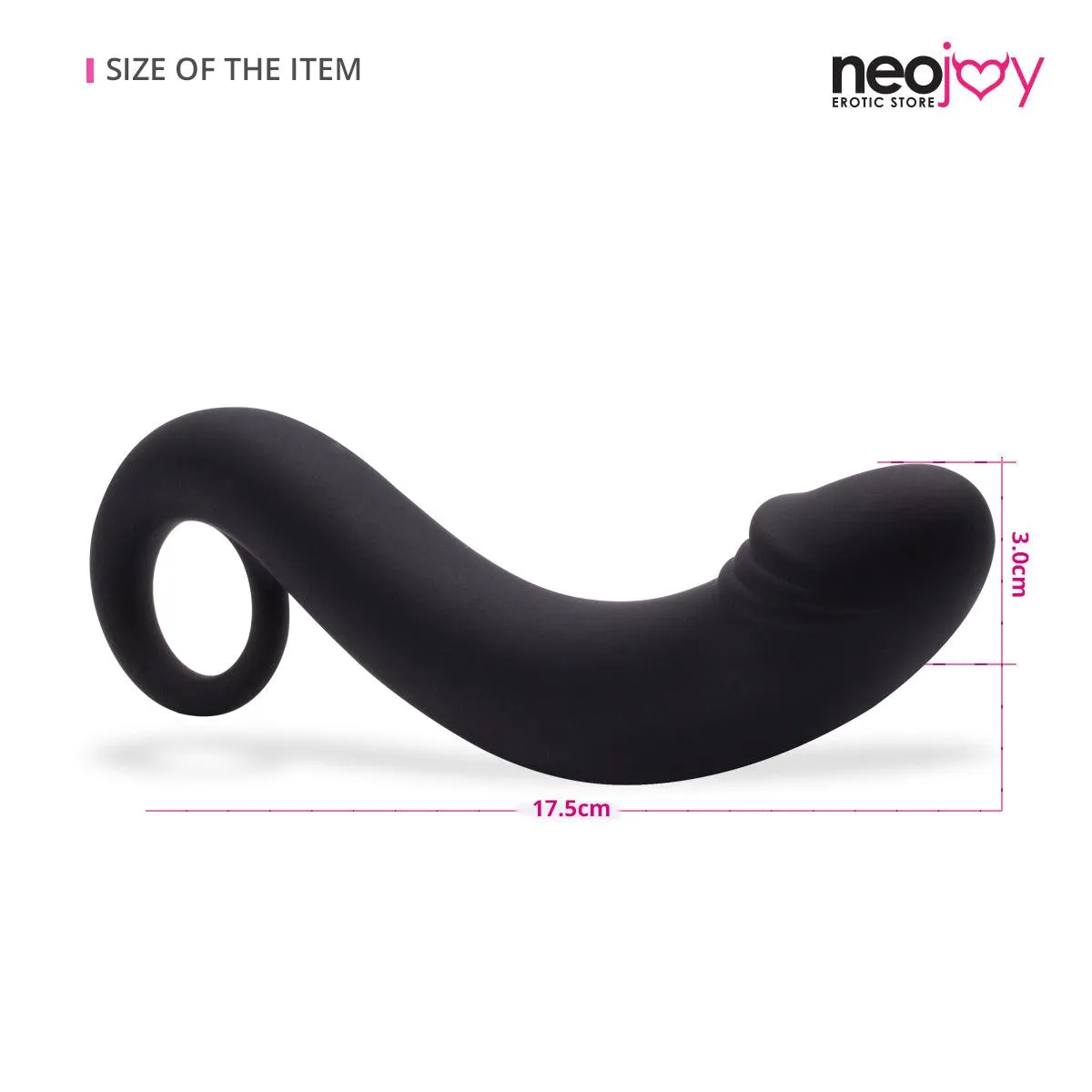 Neojoy Anal Curvy Dildo silicone - Black 6.8 inch -17.5cm