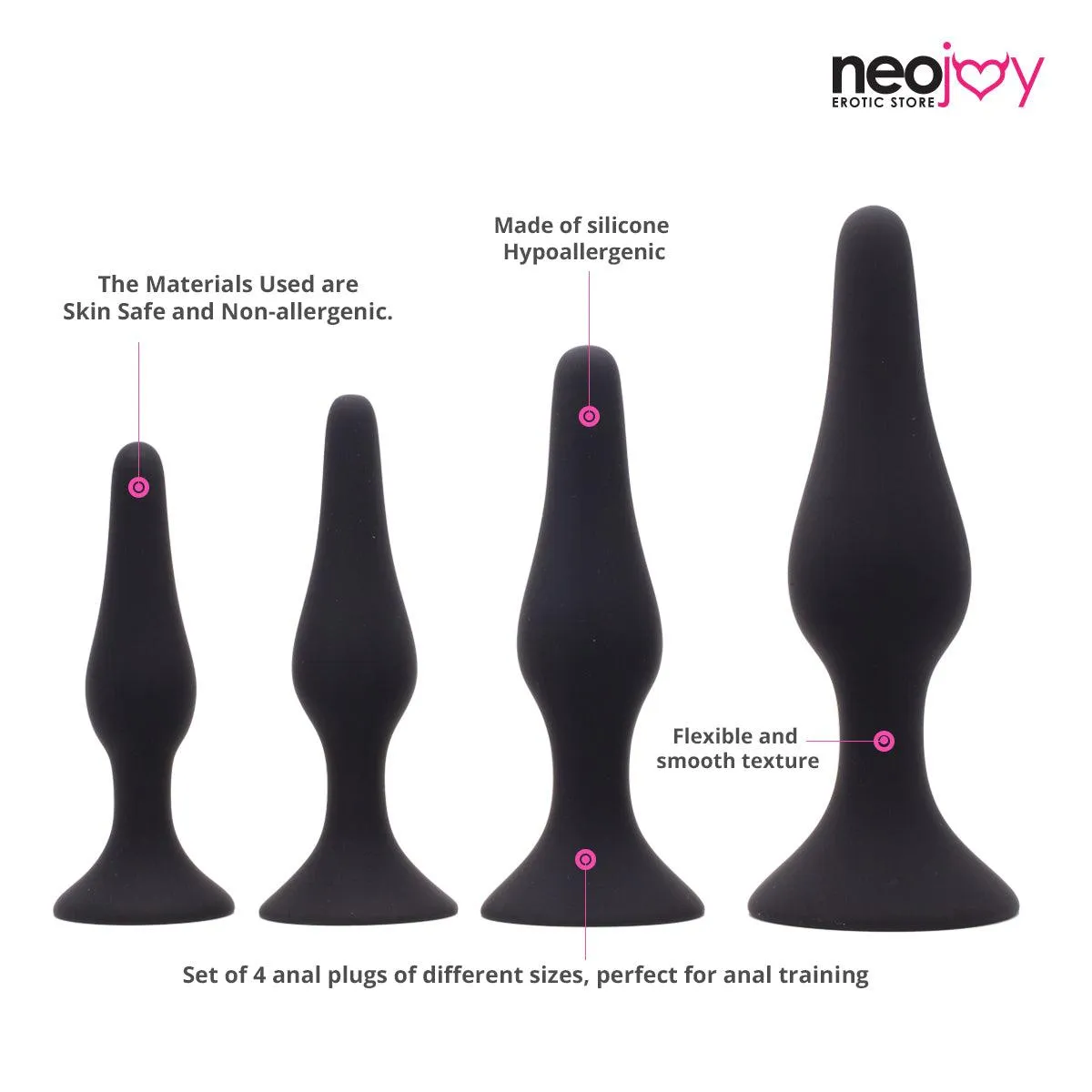 Neojoy Butt plug Set Silicone Black