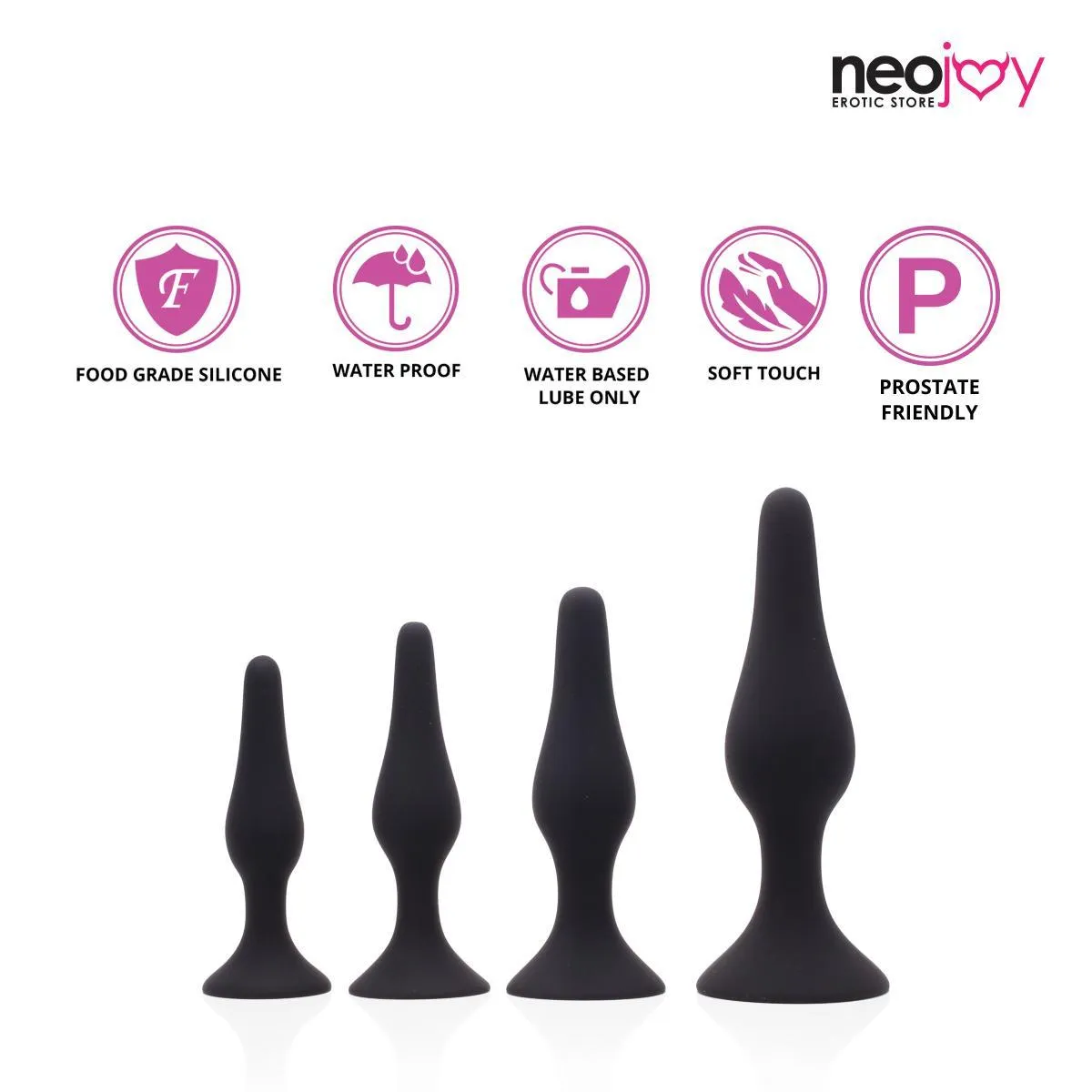 Neojoy Butt plug Set Silicone Black