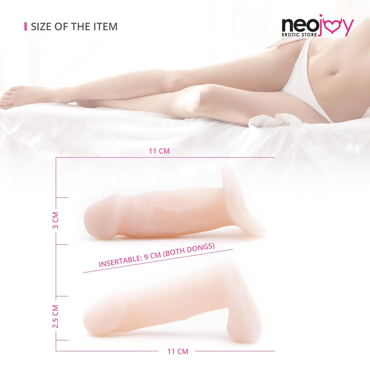 Neojoy Curvy Strap-on - Realistic Double Dildo Strap-On Harness - Sex Toy for Lesbian Couples Pegging Riding - G-Spot P-Spot Penetration