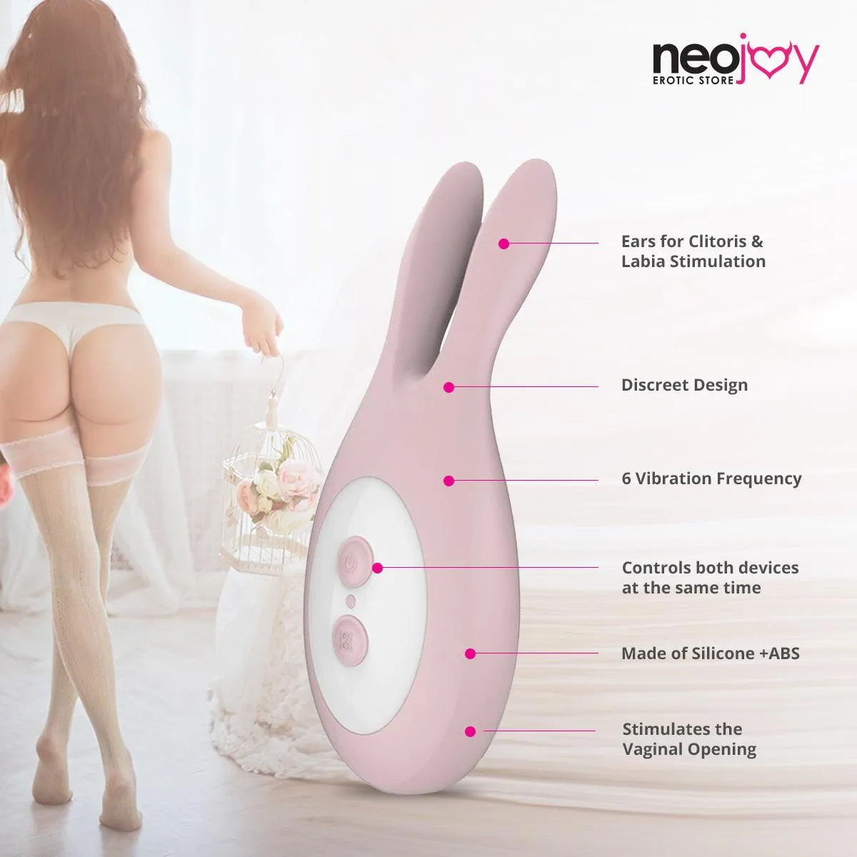 Neojoy Dual Vibe Pink Clitoral and Nipple Vibrators
