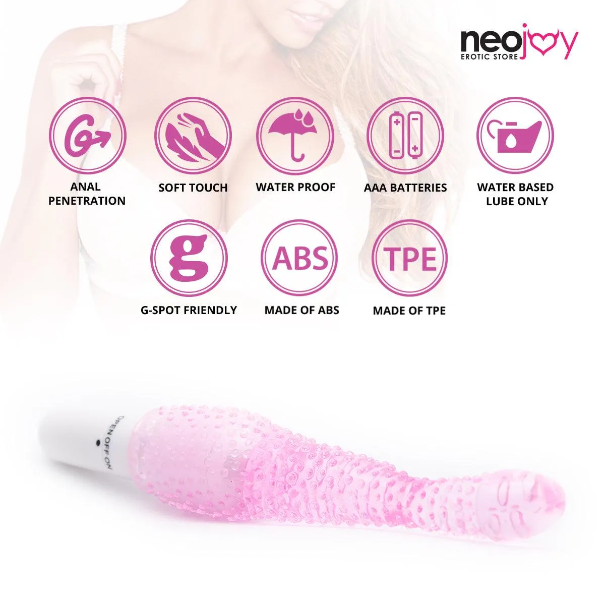 Neojoy G-spot Slim Stick - Anal Vaginal Vibrator for G-Spot and P-Spot Massage - Vibrating Sex toy for Beginners - Wand Vibrator