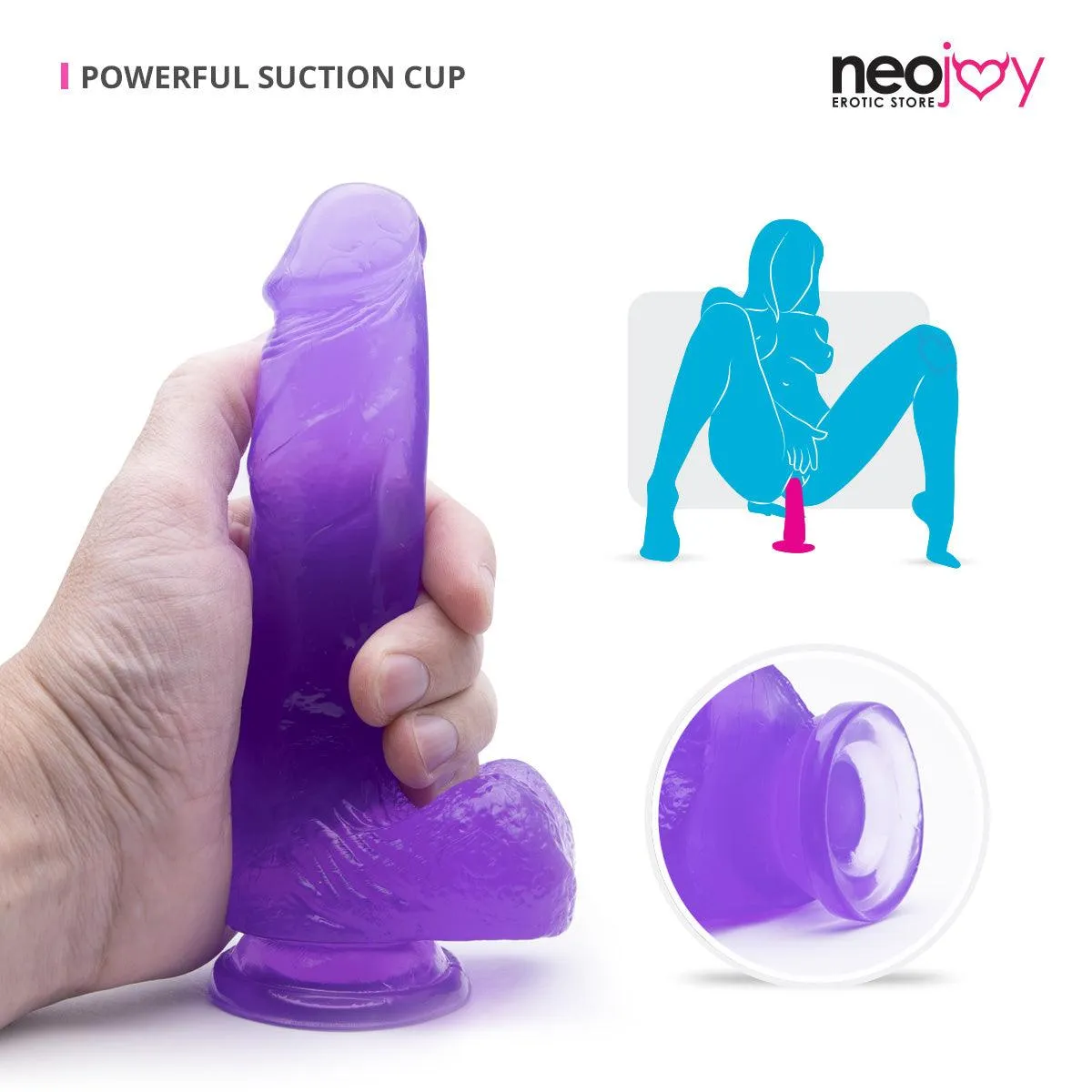 Neojoy Jelly Willy 7.28" Soft TPE Dildo - 18.5cm - Purple
