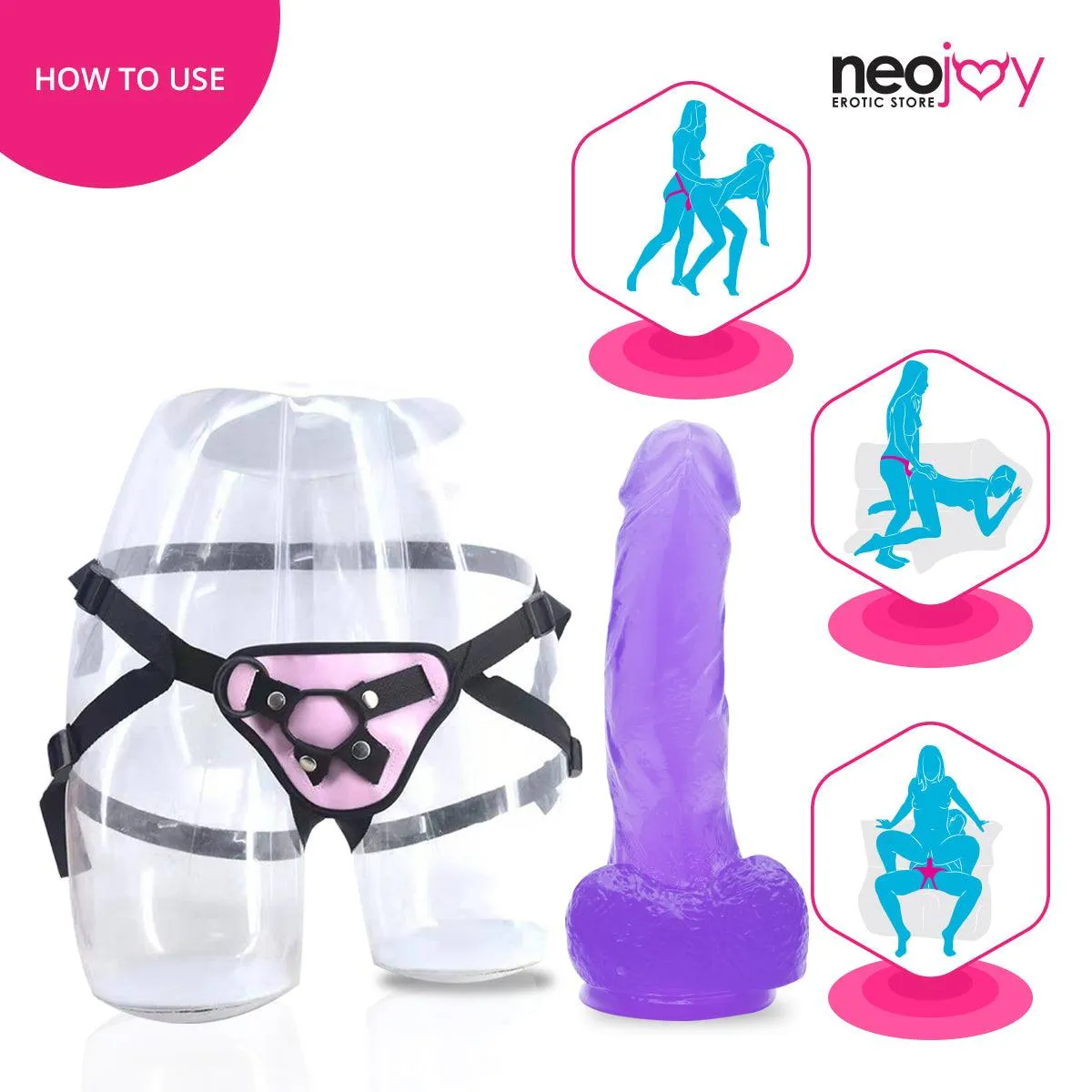 Neojoy Jelly Willy Dildo With Strap-On - 7.28" Dong Gay Sex Toy