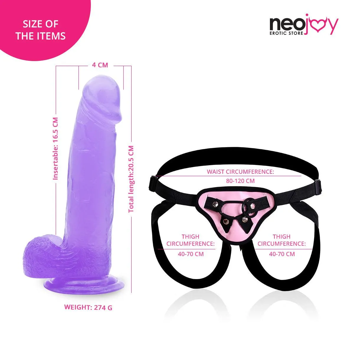 Neojoy Jelly Willy Dildo With Strap-On - 8" Dong Gay Sex Toy