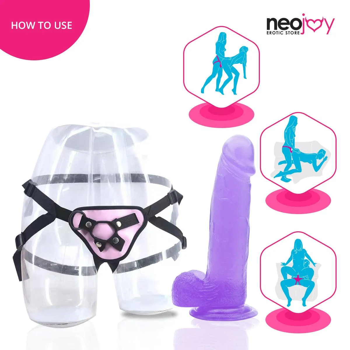 Neojoy Jelly Willy Dildo With Strap-On - 8" Dong Gay Sex Toy
