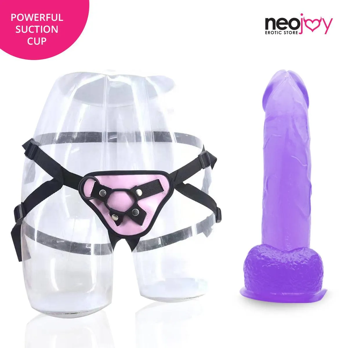 Neojoy Jelly Willy Dildo With Strap-On - 8" Dong Gay Sex Toy