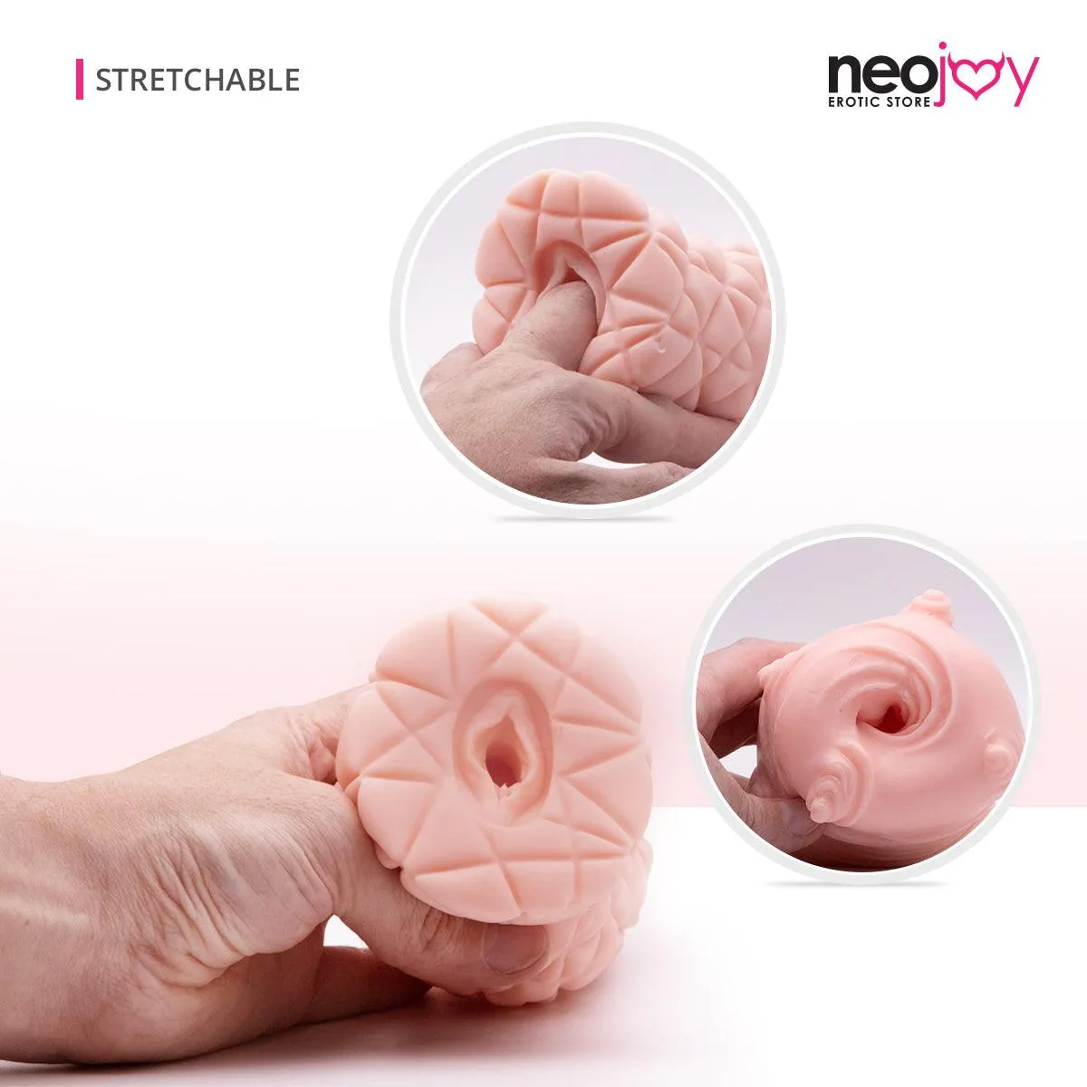 Neojoy Male Masturbator TPE Realistic Vagina & Ass - Flesh - 6 inch -15cm