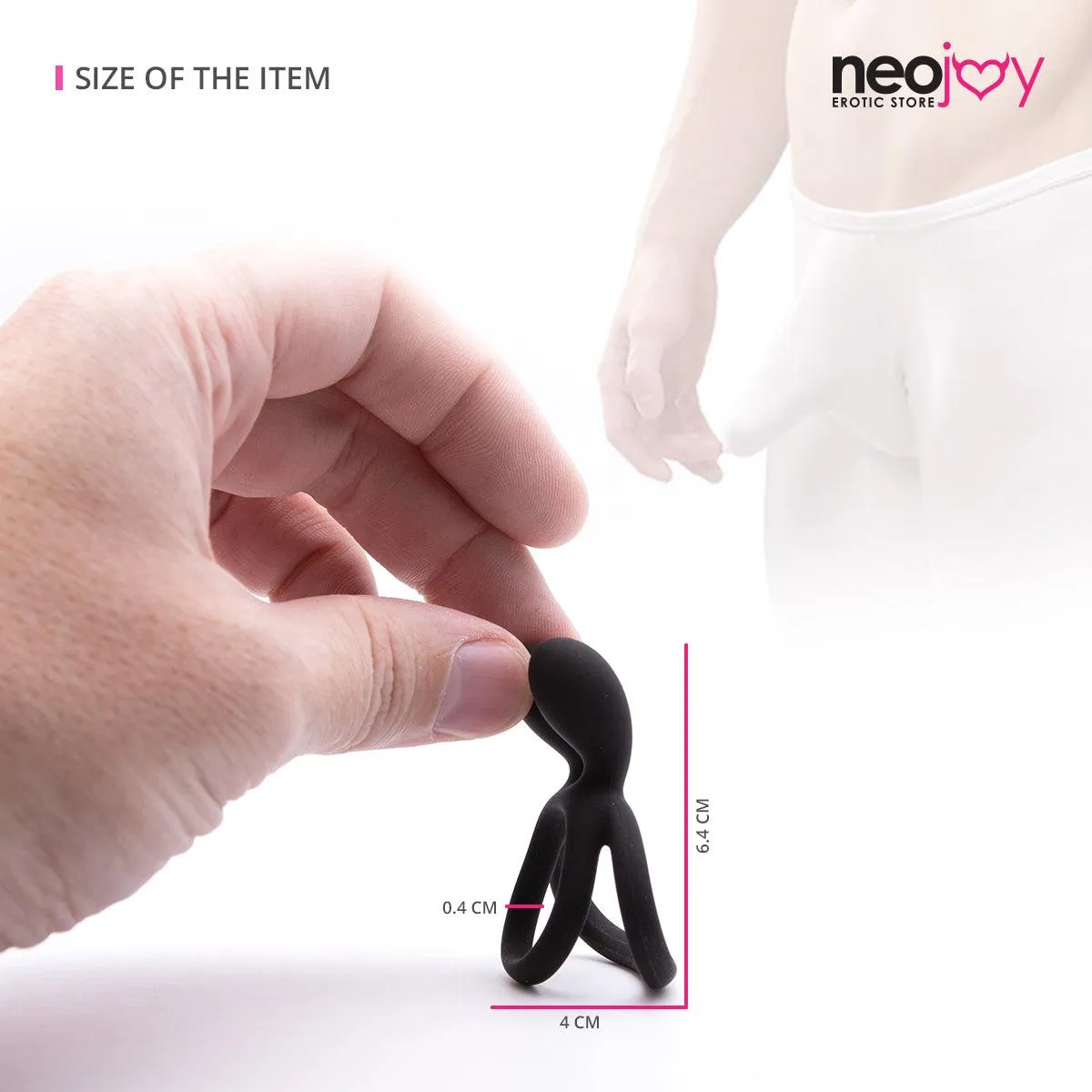 Neojoy Silicone Rabbit cock ring-4cm-Black
