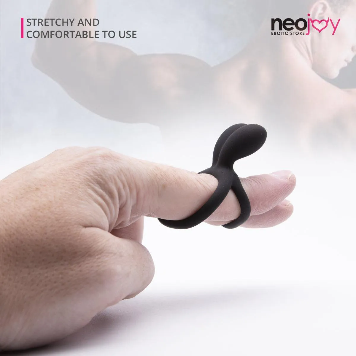 Neojoy Silicone Rabbit cock ring-4cm-Black