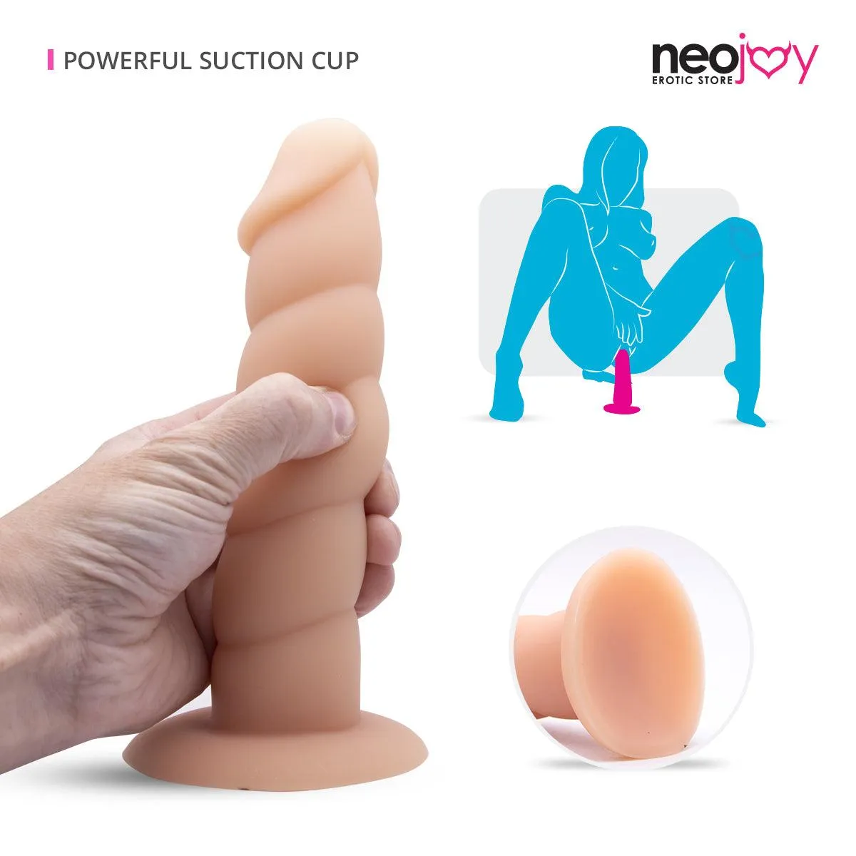 Neojoy Silicone Twisted Anal Dildo - 14cm - Flesh